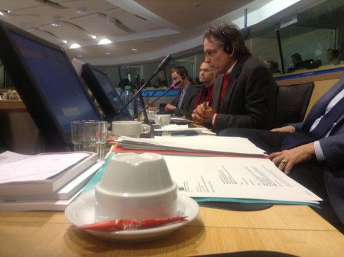 (L-R) Artur Polis, Josué Dusoulierand Naresh Giangrande giving evidence at the TEN meeting.