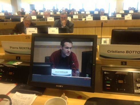 Josué Dusoulier of Ath en Transition (Belgium) giving evidence.